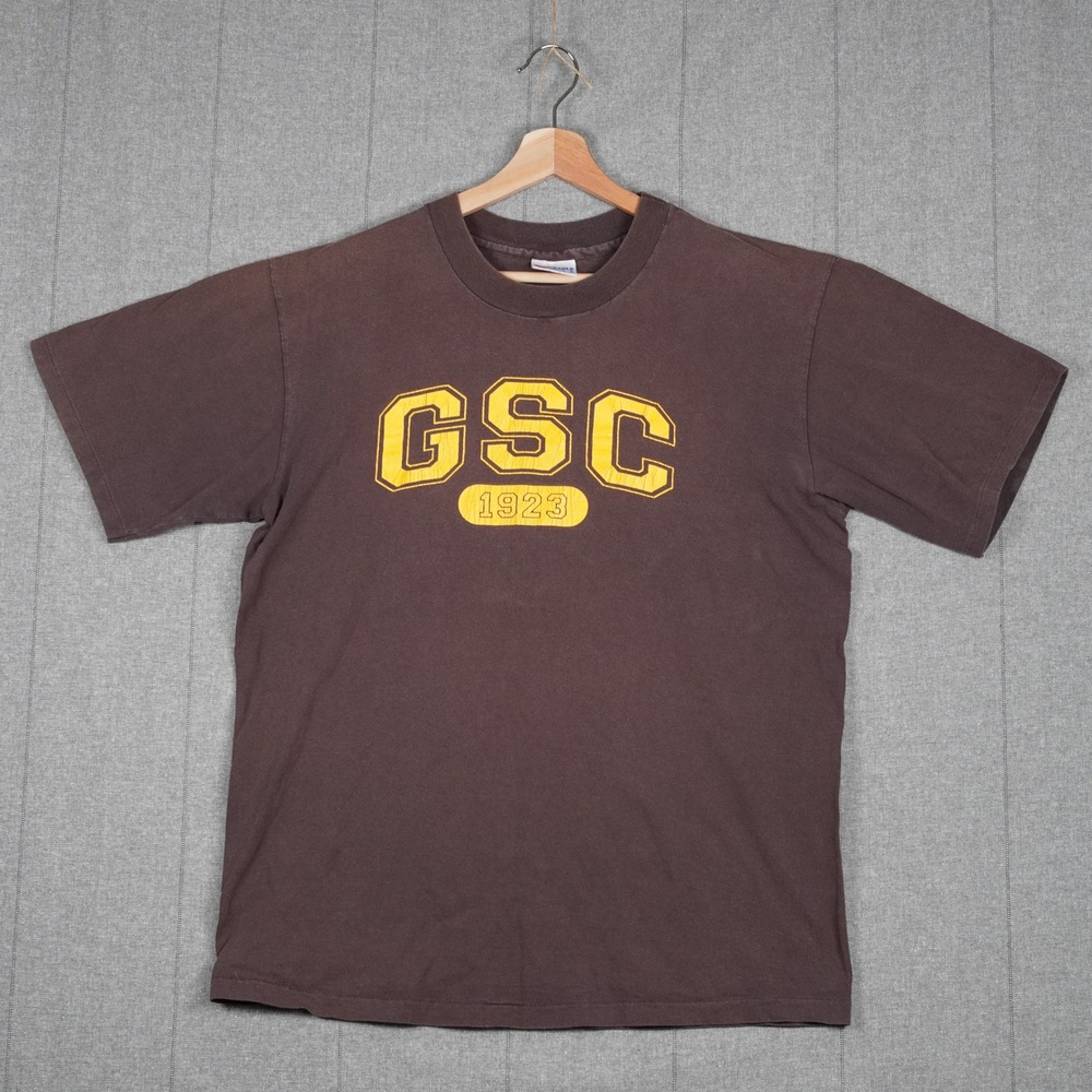 Vintage Glassboro State College Large Mens T-Shirt Brown Single Stitch USA Eagle